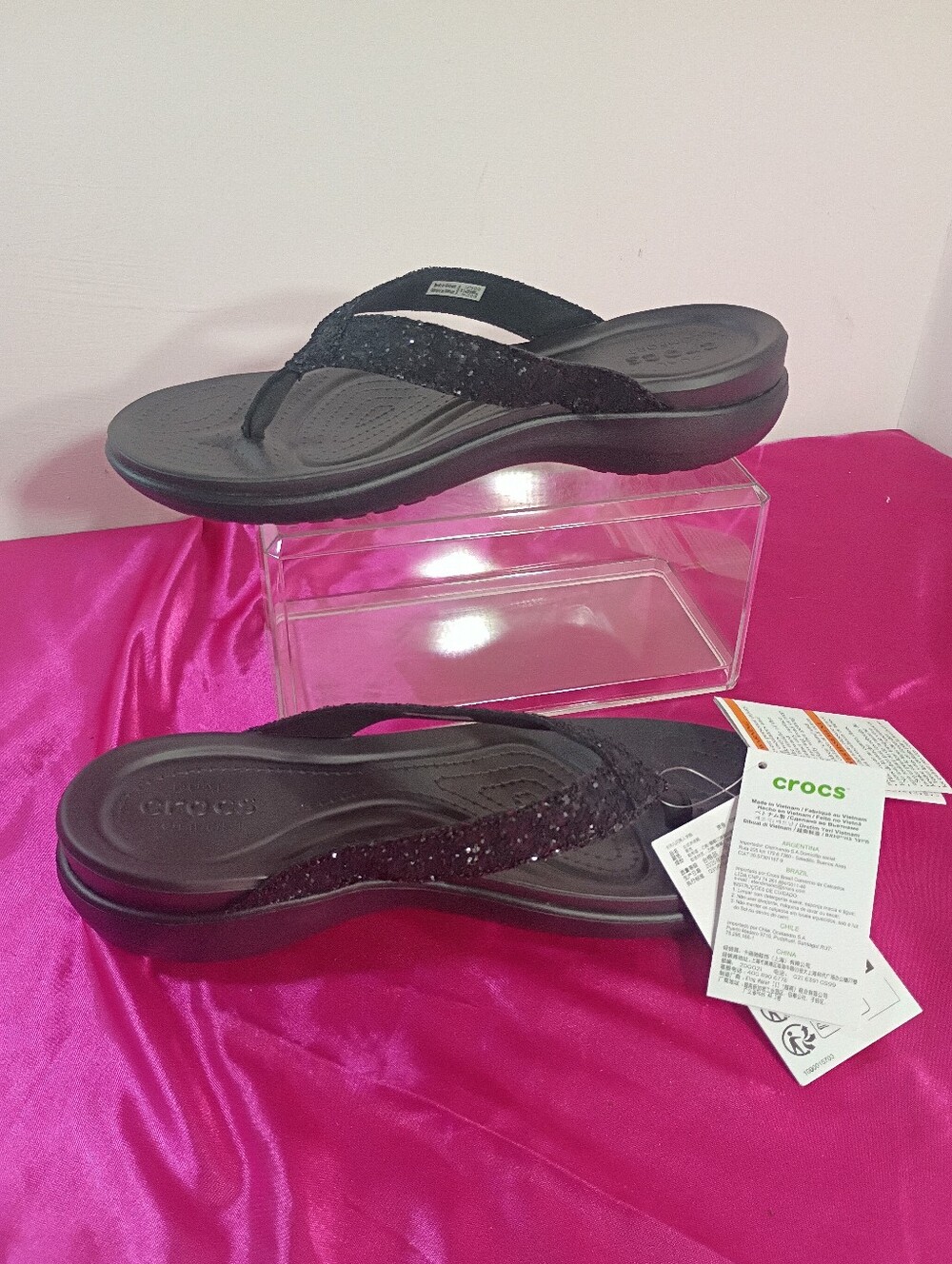 Crocs Women's SZ 9 Sloane Glitter Wedge Flip 206781-001 NWT - Picture 2 of 10